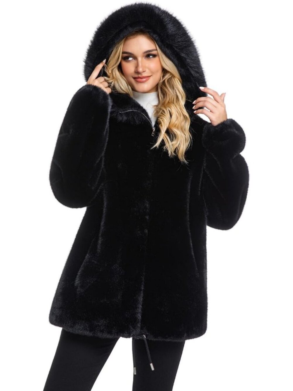Cozy Women's Winter Fuzzy Hooded Jacket | Soft Faux Fur Coat for Cold Weather